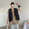 Chaleco de Trabajo Funcional de Múltiples Bolsillos de Verano para Hombre Estilo Japonés Retro sin Mangas Chaleco Delgado de Moda Holgado