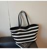 Bolso Tejido de Punto Rayado Transfronterizo para Mujer, Gran Capacidad, Nuevo Verano 2026 Bolso de Hombro Versátil, Bolso Tote para Viajes Diarios