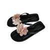 Envío Transfronterizo de E-Commerce de Chanclas Florales para Mujer, Calzado de Verano para Exteriores, Chanclas de Playa de Suela Plana para Mujer