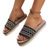 Zapatillas de color de fondo grueso de talla grande de comercio exterior europeo y americano para mujer 2024 nuevo color caramelo de cuerda de cáñamo de una línea zapatos de punta abierta de comercio exterior