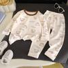 Conjunto de Roupa Íntima Infantil Outono e Inverno Bebê Lycra Algodão Roupas de Outono e Calça Comprida para Meninos e Meninas Roupa de Baixo Pijama Roupa de Casa Roupa Infantil