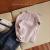 Suéter para Niños y Niñas 24 Otoño e Invierno Casual para Niños Punto Canalé Cuello Medio Alto Camiseta Base Suéter Jersey de Punto Combinable para Niña