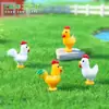 Paisaje en miniatura con adorables animales de granja, una figura grande de gallo de resina, decoración DIY de escena de granja y figuritas en miniatura