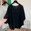 Transfronteiriço 2025 Verão Novo Estilo Design para Pessoas Plus Size Casual Solto Versátil Manga Morcego Tamanho Grande Camiseta de Manga Curta Top