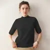 Outono/Inverno 2026 Novo Essencial Versátil Gola Alta Meia Manga Feminino Cashmere Manga Curta Base Camada Manga Três Quartos Suéter Tricotado em Cashmere