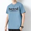 Camiseta de Algodón Puro para Hombre de Manga Corta Tendencia de Verano Cuello Redondo Tops Camisa Básica de Algodón Manga Media con Estampado de Letras Trendy