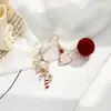 Coleção de brincos de Natal S925 de prata europeus e americanos novos brincos assimétricos doce fofo feminino presente de feriado