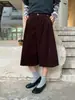 Pantalones de pana de corte A para otoño, 100% algodón, holgados, pierna ancha, cintura alta, adelgazantes, de longitud media, estilo coreano para mujer