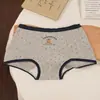 Cueca Boxer Feminina 100% Algodão Sem Costura 10A Antibacteriana Gancho Estendido Cintura Média Algodão Integral Tipo Urso Britânico a Roupa Íntima