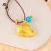 Collar con Colgante de Elefante de Perla Frita de Oro Arena Vietnamita Cadena para Clavícula Regalo Versátil para Novia