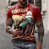Comercio Exterior Europeo y Americano Nuevo Estilo Camiseta de Manga Corta Casual para Hombre con Estampado 3D Holgada Pulóver Transfronteriza