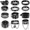 9 Peças de Venda Direta da Fábrica Exagerados Braceletes Masculinos de Couro Sintético, Joias de Pulseira Punk Europeias e Americanas Não Convencionais com Tachas e Rebites