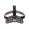 Linterna frontal USB superbrillante de luz fuerte 11 LED montada en la cabeza linterna portátil multifuncional para exteriores carga para correr de noche y ciclismo