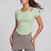 Roupa de Yoga Juyitang para Emagrecer com Bojos para Mulheres, Top de Verão Fitness de Manga Curta com Bojo Único