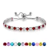 Pulsera Ajustable de Cobre Incrustada con Circonita Estilo Europeo y Americano, Moderna, Sencilla, Elegante, Joyería de Piedra de Nacimiento de Nicho para Mujeres