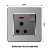 Versão de Hong Kong e Macau tomada britânica 13A com carregamento rápido USB tipo-c padrão britânico pé quadrado painel de fio de aço inoxidável cinza