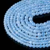 Cuentas redondas de aguamarina, cuentas sueltas de calcedonia azul semiacabadas, componentes para pulseras y collares de bricolaje, cuentas espaciadoras de cristal azul, venta al por mayor