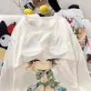Dulce Conjunto de Algodón Nube Estilo Dibujos Animados para Verano, Manga Larga y Pantalón Largo con Almohadillas para Sujetador Integradas, Adecuado para Ropa de Dormir y Ropa de Casa, Se Puede Usar Afuera
