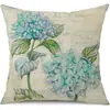 Funda de Almohada Estampada en Lino con Diseño Floral de Hortensia y Mariposa Estilo Nórdico Pastoral de Amazon para Mesita de Noche y Sofá