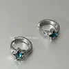 Aretes de Estrella Azul de Cinco Puntas, Aretes de Estrella Dulces y Geniales Sexy, Aretes de Diamante de Plata s925, Aretes de Nicho