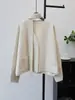 2025 Nuevo Otoño e Invierno Cardigan de Lana Tejido con Cinta de Doble Cara Estilo Coreano Holgado de Gama Alta Elegante Chaqueta Suéter Tendencia para Mujer