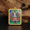 Colgante Thangka Zakiram Negro Amarillo Verde Tara Hombres y Mujeres Cadena de Suéter de Xizang Amuleto de Buda Caja Gawa Fresco y Dulce
