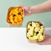 Caixa Quadrada de Papel Kraft Descartável para Levar Uso Comercial Caixa para Frutas Refeição Leve Caixa de Almoço Embalagem Ecológica Caixa Bento Micro-ondas