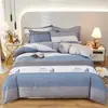 Xiangling PremiumEstilo Sencillo y Fresco Juego de Sábanas Estampadas 100% Algodón Juego de Cuatro Piezas para Dormitorio Estudiantil Ropa de Cama de Algodón Puro