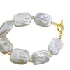 Pulseira de Pérolas de Zhuji 12-13mm Pérolas Naturais de Água Doce Irregulares Botão Barroco Tendência de Nicho Estilo Luxo Leve