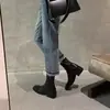 Nueva colección de otoño e invierno: botines marrones para mujer, botas de estilo coreano, botas Martin, botas Chelsea, botas de corte ajustado y botas de tacón alto de estilo francés con forro de felpa