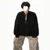 Suéter de Outono com Zíper Meio e Manga Longa 2025 Design Coreano Estilo Maduro Tricô Grosso Versátil Cor Sólida Top Relaxado