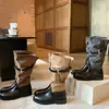 Aumento de Altura de 4cm~ Estilo Celebridade Outono/Inverno 2026 Novas Botas de Cano Médio Color Block Bico Redondo Fivela Botas Dobradas Femininas