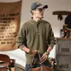 Suéter estiloso de alta qualidade estilo americano, resistente, com gola Henry para homens, novo suéter de tricô base quente retrô para outono e inverno de 2026 para homens