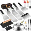 Amazon Transfronteiriço em estoque Conjunto de Ferramentas para Churrasco Churrasco ao Ar Livre Aço Inoxidável Ferramentas Espátula Teppanyaki Conjunto para Churrasco