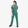 Avental Cirúrgico de Manga Curta para Lavar as Mãos no Verão, Adequado para Salões de Beleza e Hospitais, Uniforme de Enfermeiro com Gola Alta, Zíper, Roupa de Trabalho de Secagem Rápida para Profissionais