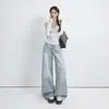 Colección Otoño 2026 Retro Americano Holgados de Cintura Alta Pierna Ancha Jeans Rotos Otoño/Invierno Versátiles de Caída para Mujer y Pantalones