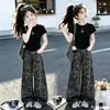 Conjunto de Verano para Niñas 2026 Nuevo Estilo Coreano Camuflaje de Manga Corta Jeans Conjunto de Dos Piezas para Niños Mayores