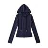 Conjunto de Ropa Deportiva con Sudadera con Capucha de Yoga Estilo Americano Fina Ajustada Cremallera Cintura Estrecha Cordón Pantalones Casuales de Pierna Recta
