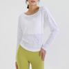 Tops de Yoga para Mujer para Primavera y Otoño, Cubre Tops Deportivos de Manga Larga, Ropa de Secado Rápido para Correr, Fitness, Pilates de Corte Holgado, Absorción de Humedad
