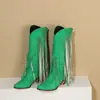 Otoño 2023 Botas de cuero casuales de punta para mujer con remaches, botas de moda tipo manga, botas con flecos, zapatos de tacón bajo para mujer, fabricantes, venta al por mayor