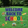 Bienvenida transfronteriza de regreso a clases, apertura de la tarjeta de temporada escolar, letrero decorativo del patio del campus, apertura de la tarjeta de temporada escolar