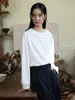 Siyuan Design Camiseta de Manga Larga Patchwork con Cuello de Encaje 26 Primavera/Verano Nuevo Top Simple Versátil Cómodo 1231