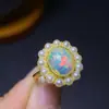 Anillo de Ópalo Natural Ultra-Hermoso con Excelente Cristal y Brillo Brillante, Diseño y Artesanía Impresionantes, Piedra Principal 8X10mm