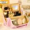 Bolsa de Maquiagem Novo Modelo 2026, Bolsa de Armazenamento de Cosméticos de Grande Capacidade com Espelho, Bolsa Organizadora para Viagem, Portátil e Fácil de Transportar