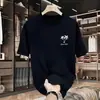 Camiseta de Verão Manga Curta para Meninos Nova Estilo Americano Marca de Moda Verão Manga Meia Manga Solta Algodão Pesado Top Camiseta Esportiva