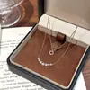 Colar Brilhante de Camada Dupla Sorriso para Mulheres, Corrente de Clavícula Simples e Fashion com Zircônias Incrustadas, Colar de Alta Qualidade, Requintado e Estiloso