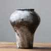 Vaso de Cerâmica Artesanal Retrô de Jingdezhen Estilo Wabi-Sabi Pote de Grés Grande Diâmetro Arranjo de Flores Secas Decoração de Mesa Ornamentos