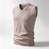 Chaleco de Punto para Hombre Transfronterizo 2026 Otoño Invierno Cálido Sin Mangas Suéter Holgado Cuello en V Tejido