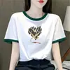 Camiseta Raglan Moda Mãe Estilo Comércio Exterior Transfronteiriço para Mulheres, Manga Curta Verão Slim Fit Solta Casual Top de Alta Qualidade