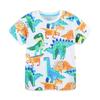 Camiseta de verano para niños, estilo europeo y americano, con estampado creativo de dinosaurios, camiseta de manga corta para niños, camiseta de algodón de punto para niños.